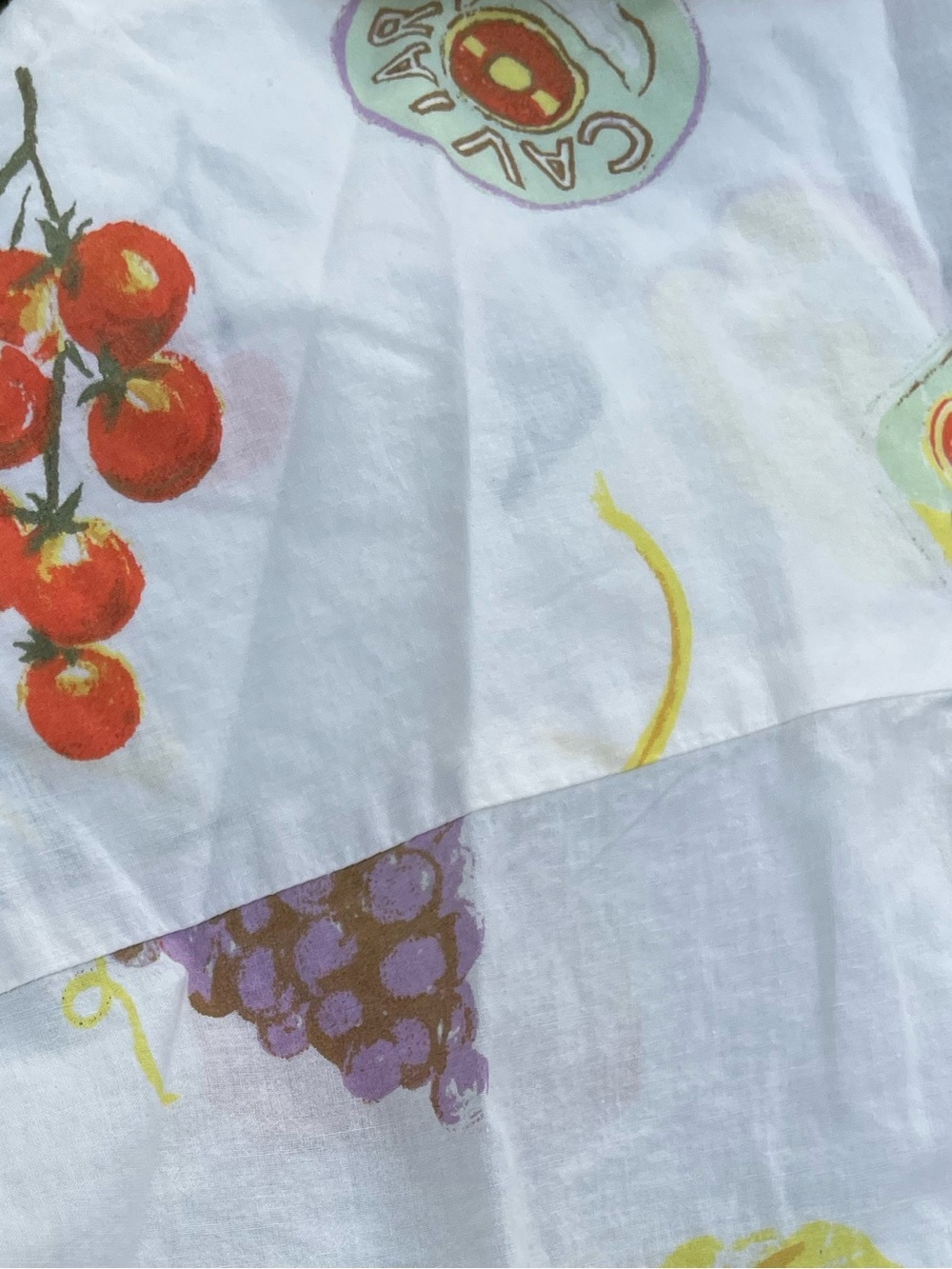 Kimchi Blue White Crop Button-Up Shirt with Colorful Fruit & Veggie Print - Picture 7 of 9